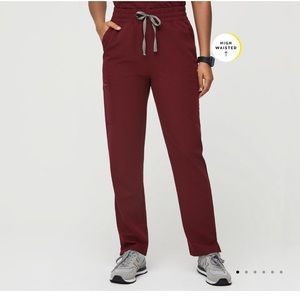 FIGS High Waisted Yola Pants Burgundy